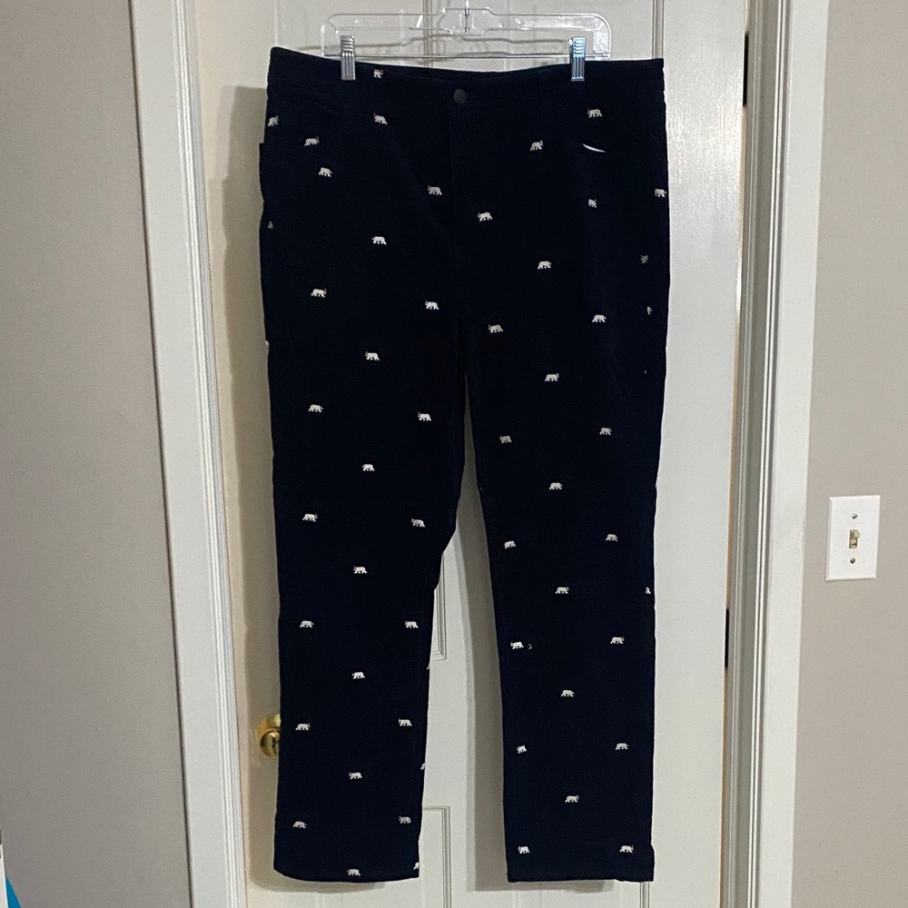 Talbots Navy Polar  Bear Corduroy Straight Leg Pants